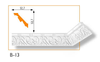 B-13 mintás polisztirol díszléc 52x53 mm